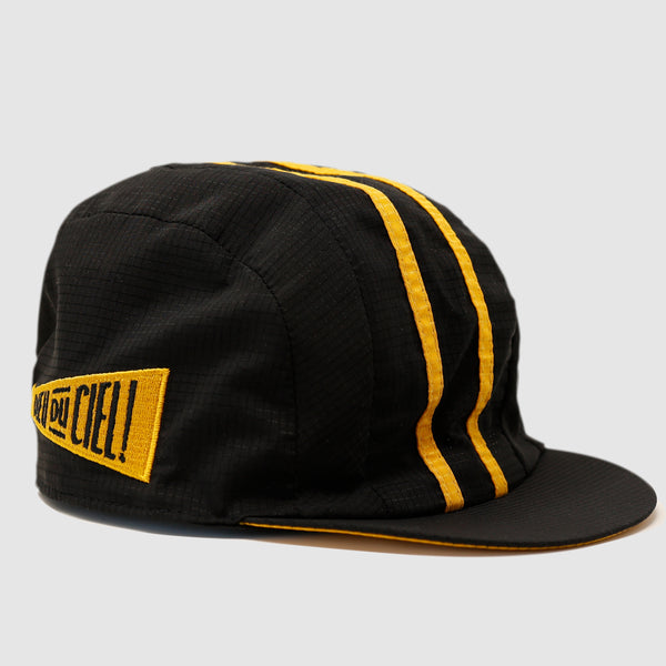 Black and yellow cycling cap