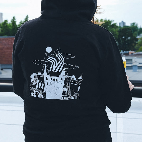 Black hooded zip-up jacket - Boire Prague
