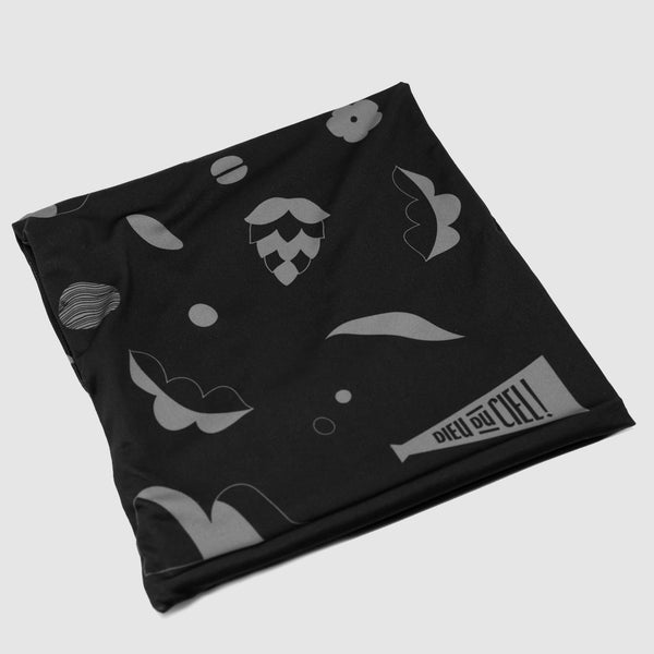 Black printed neck warmer